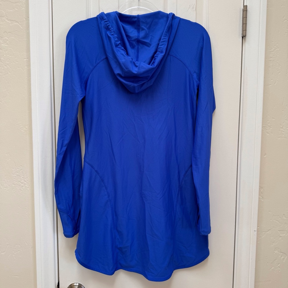 Athleta Wick-It Wader Long Sleeve Hoodie Swimsuit Coverup Bora Bora Blue Small - Picture 8 of 11